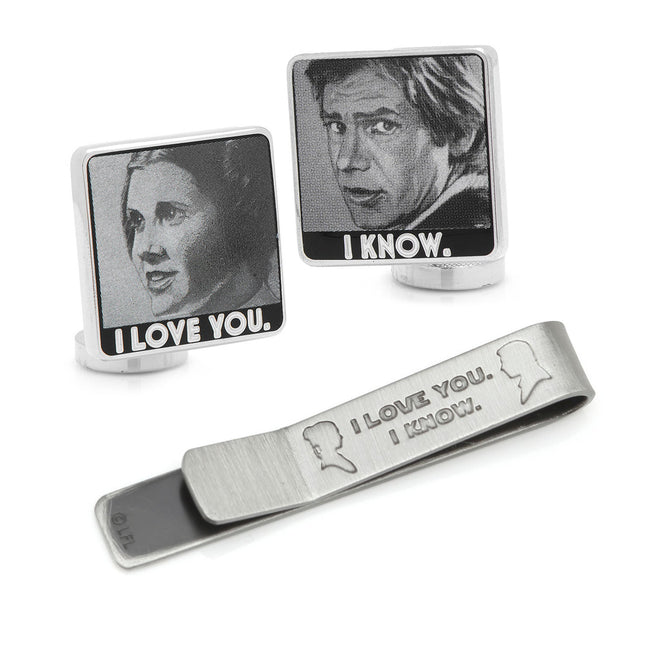 Princess Leia and Han Solo "I Love You / I Know" Cufflinks and Tie Bar