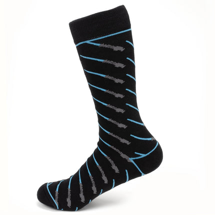 Obi-Wan Kenobi LIGHTSABER  Black Socks with Jedi Crest Lapel Pin Set