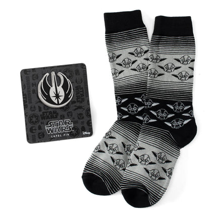 Star Wars Yoda Ombre Pattern Dress Socks with Jedi Crest Lapel Pin