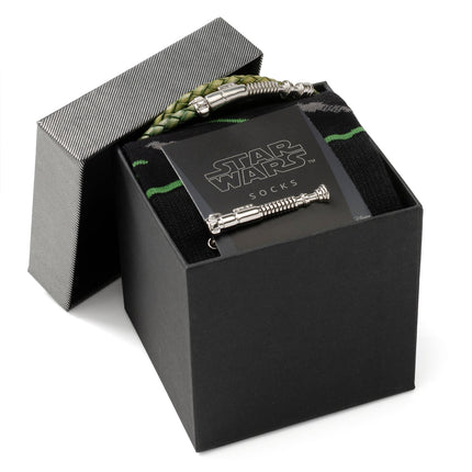 Star Wars Luke Skywalker LIGHTSABER Bracelet, Tie Clip, and Socks Set