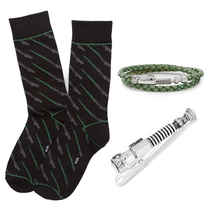 Star Wars Luke Skywalker LIGHTSABER Bracelet, Tie Clip, and Socks Set