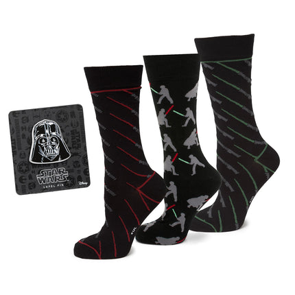 Star Wars LIGHTSABER Battle Dress Socks and Darth Vader Lapel Pin Set