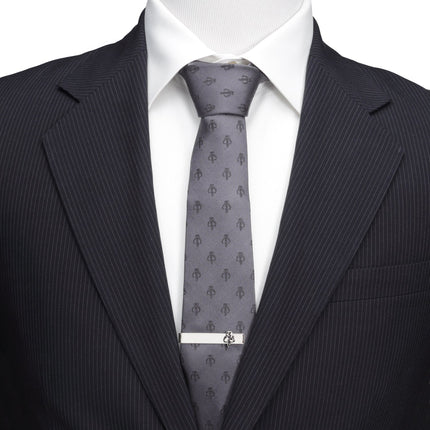 Star Wars Mandalorian Mythosaur Gray Tie, Red Pocket Square, Cufflinks, and Tie Bar Gift Set