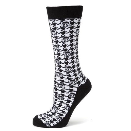 Star Wars Mandalorian Houndstooth Black and White Dress Socks and Lapel Pin Gift Set
