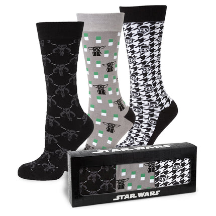 Star Wars Mandalorian Dress Socks 3-Pack and Mythosaur Lapel Pin Set