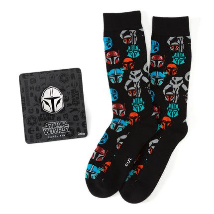 Star Wars Mandalorian and Mythosaur Dress Socks and Lapel Pin Gift Set