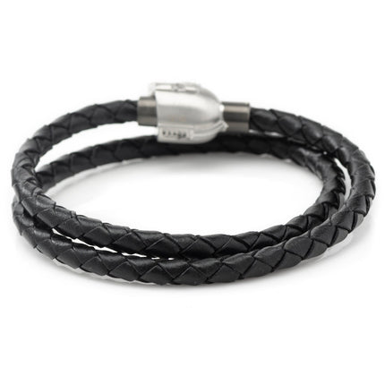 Star Wars Mandalorian Double Wrap Stainless Steel Black Bracelet