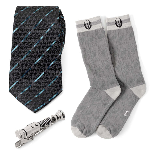Star Wars Obi-Wan Kenobi LIGHTSABER Tie, Tie Clip, and Gray  Socks Set