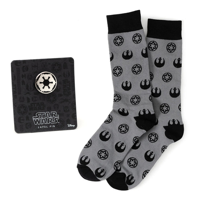 Star Wars Rebel Alliance Gray Dress Socks and Lapel Pin Gift Set