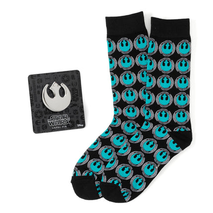 Star Wars Rebel Alliance Crest Teal Dress Sock and Lapel Pin Set