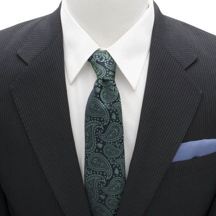 Yoda Green and Blue Paisley Tie and LIGHTSABER Tie Clip Set