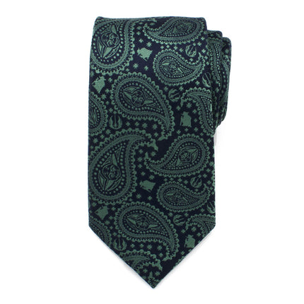 Yoda Green and Blue Paisley Tie and LIGHTSABER Tie Clip Set