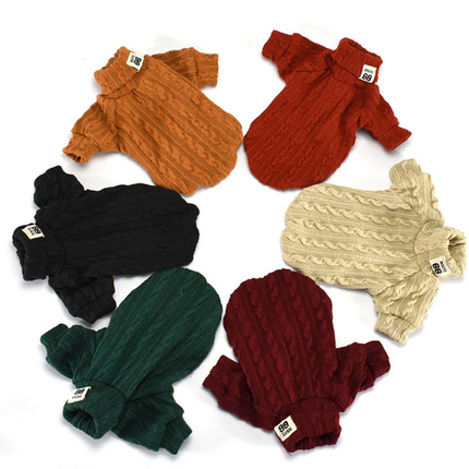Winter Warm Knitted Turtleneck Sweater for Small Dogs or Cats