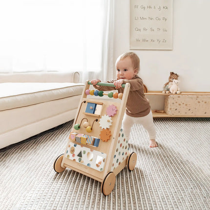 Tiny Land Versatile Natural Wooden Baby Walker