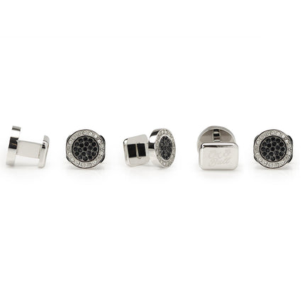 VDP White & Black Pave Crystals Stud Set