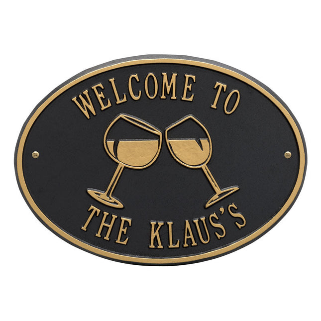 Wine Glass Oval Personalized Plaque