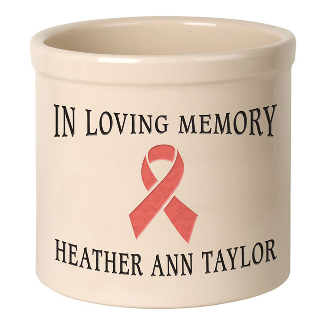 Personalized Pink Ribbon 2 Gallon Stoneware Crock