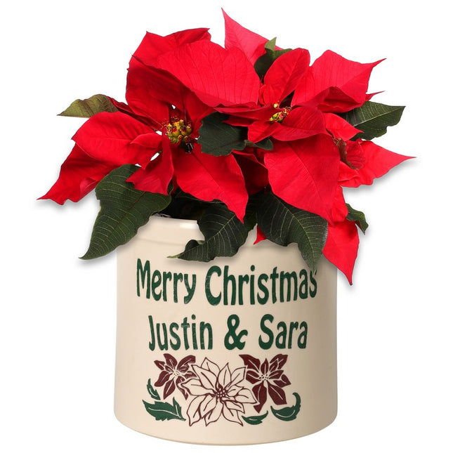 Personalized Poinsettia 2 Gallon Stoneware Crock