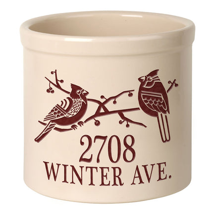 Personalized Duo Deco Cardinal 2 Gallon Stoneware Crock