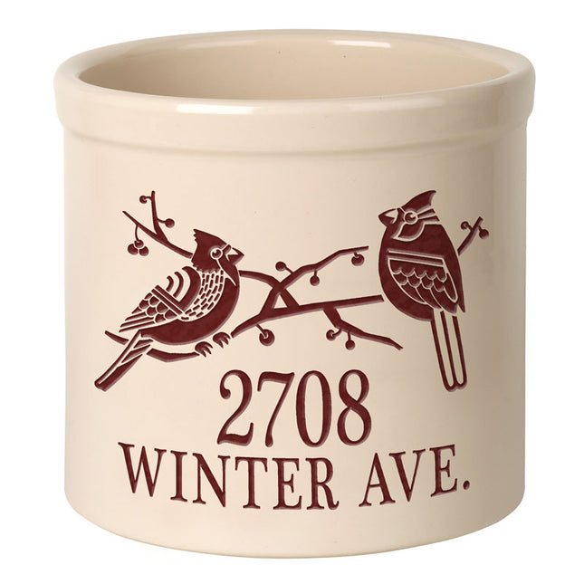 Personalized Duo Deco Cardinal 2 Gallon Stoneware Crock