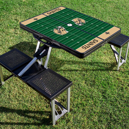 New Orleans Saints Football Field - Picnic Table Portable Folding Table with Seats