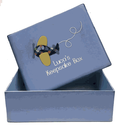 Airplane Personalized Baby Keepsake Box - Large