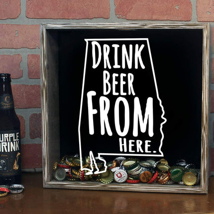Alabama Drink Beer From Here Beer Cap Shadow Box