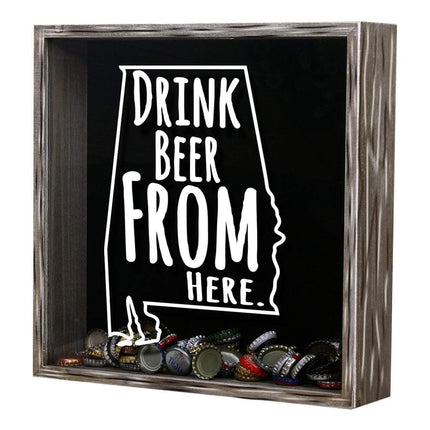 Alabama Drink Beer From Here Beer Cap Shadow Box