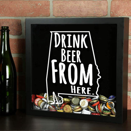Alabama Drink Beer From Here Beer Cap Shadow Box