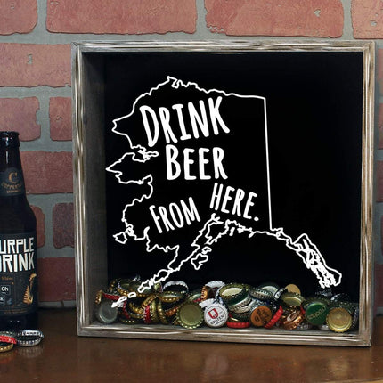 Alaska Drink Beer From Here Beer Cap Shadow Box