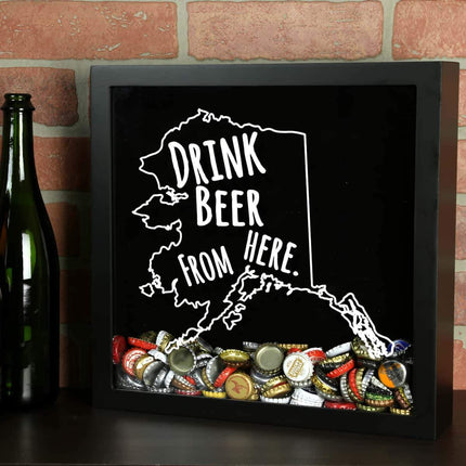 Alaska Drink Beer From Here Beer Cap Shadow Box