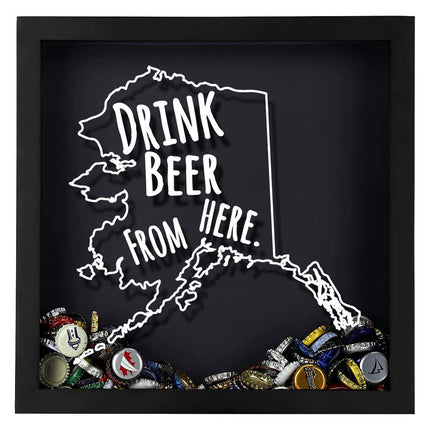 Alaska Drink Beer From Here Beer Cap Shadow Box