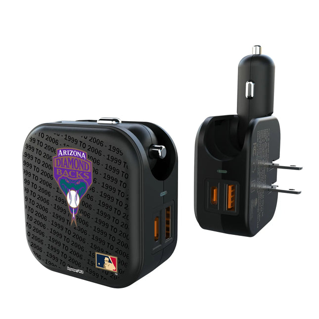 Arizona Diamondbacks 1999-2006 - Cooperstown Collection Text Backdrop 2 in 1 USB A/C Charger