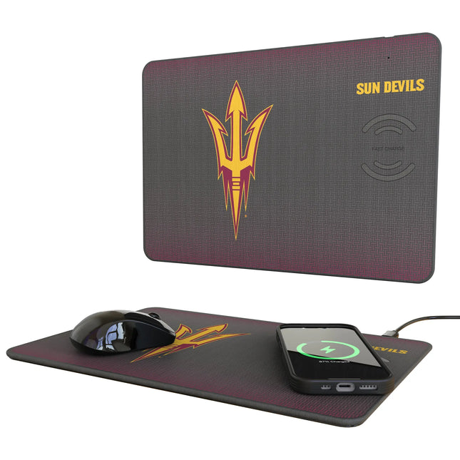 Arizona State University Sun Devils Linen 15-Watt Wireless Charger and Mouse Pad