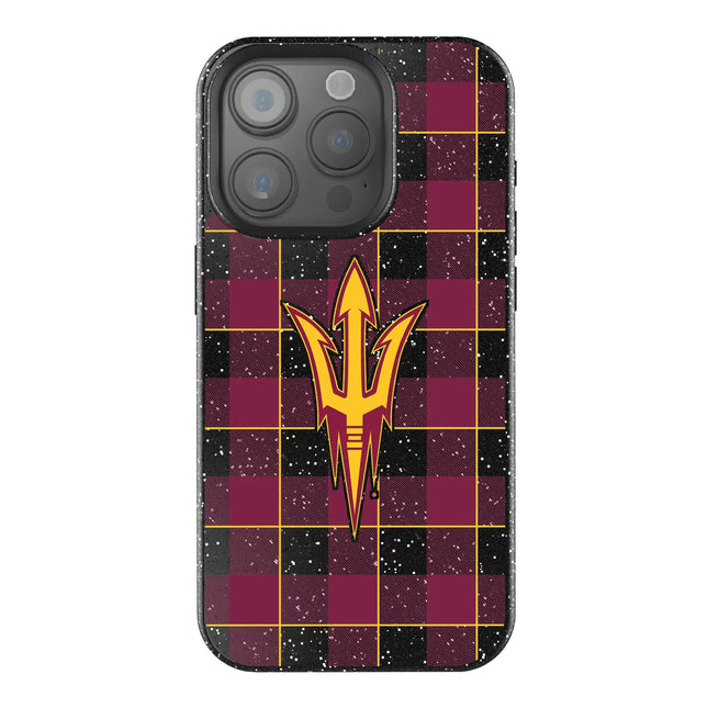 Arizona State University Sun Devils Plaid Black Bling Phone Case for Apple iPhone