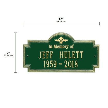 Arlington Standard Two Line "In Memory Of" Wall Plaque