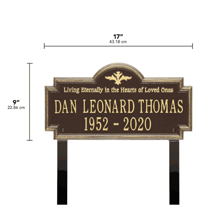 Arlington Standard Two Line "Living Eternally" Lawn Plaque