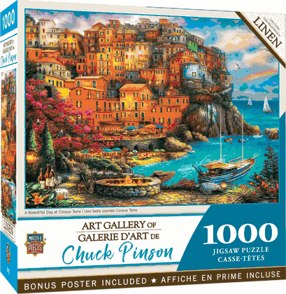 Art Gallery A Beautiful Day at Cinque Terre 1000 Piece Puzzle