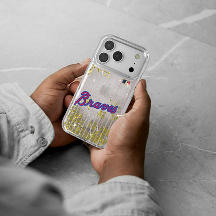 Atlanta Braves Home 2012 - Cooperstown Collection Pinstripe Glitter Phone Case for Apple iPhone