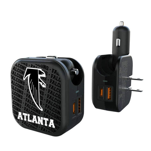 Atlanta Falcons Classic Text Backdrop 2 in 1 USB A/C Charger