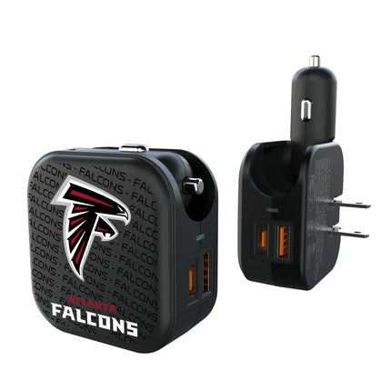 Atlanta Falcons Text Backdrop 2 in 1 USB A/C Charger