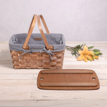 Kansas Handwoven Wood Picnic Basket