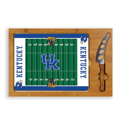 Kentucky Wildcats Football Field Glass Top Cutting Board & Knife Set