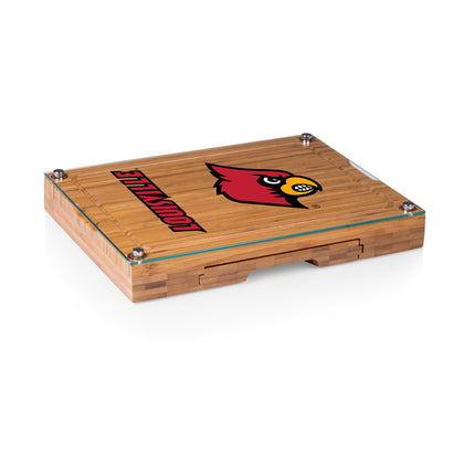 Louisville Cardinals Glass Top Cheese Cutting Board & Tools Set