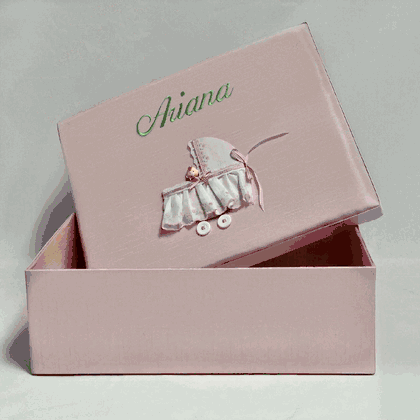 Baby in Buggy Personalized Baby Keepsake Box - Large