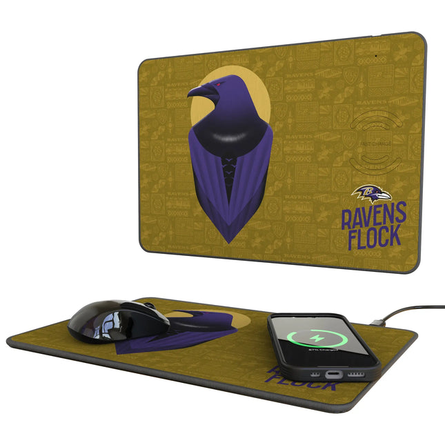 Baltimore Ravens Deco 15-Watt Wireless Charger and Mouse Pad