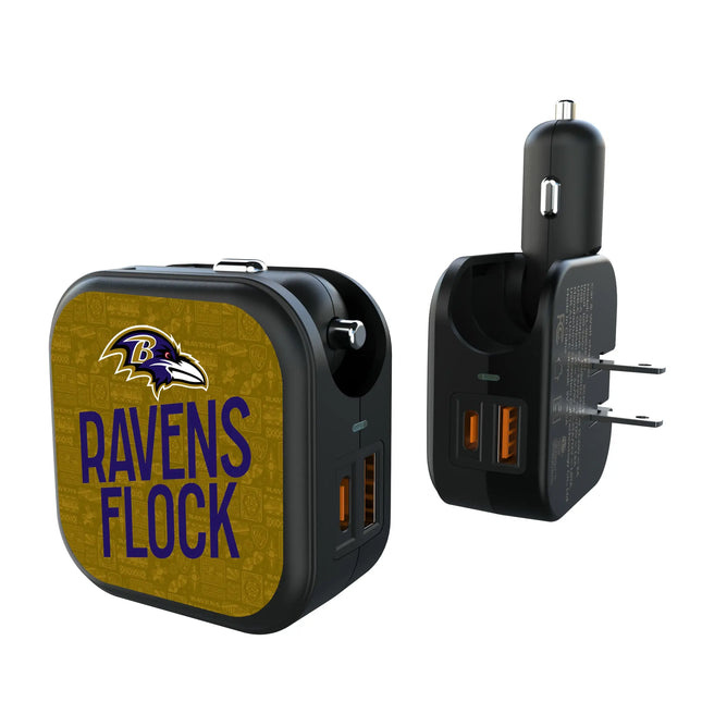 Baltimore Ravens Deco 2 in 1 USB A/C Charger
