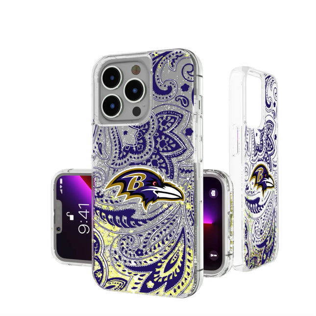 Baltimore Ravens Paisley Glitter Phone Case for Apple iPhone