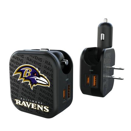 Baltimore Ravens Text Backdrop 2 in 1 USB A/C Charger