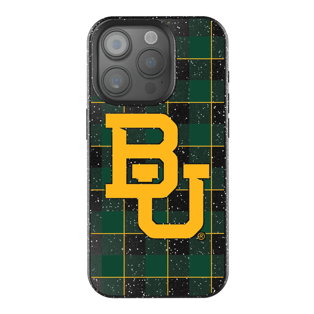 Baylor University Bears Plaid Black Bling Phone Case for Apple iPhone